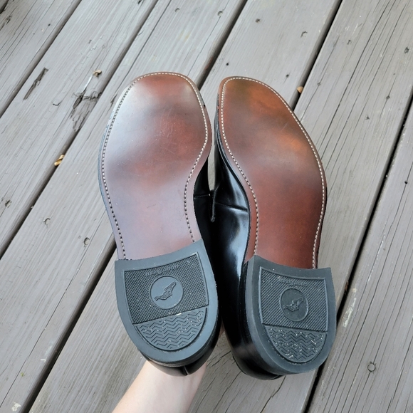 Vintage 60s Mason Shoes Black Leather Braided Vamp‎ Moc Toe Dress Loafers 11.5 main image 4